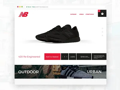 Landing Page, Shoes landing page shopping cart web design