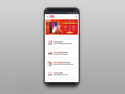 Home credit App homepage ui ux