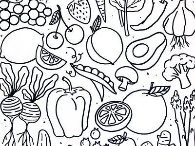 Fruits and veggies pattern fruits hand drawn handmade illustration illustrator pattern vegetables veggies