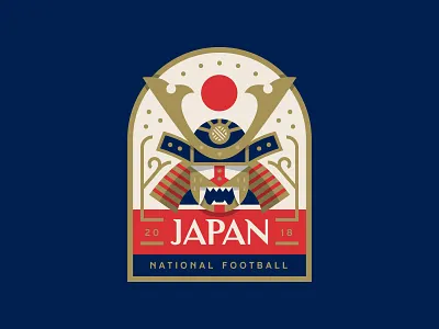 Japan badge cup football illustration japan logo samurai soccer warrior world