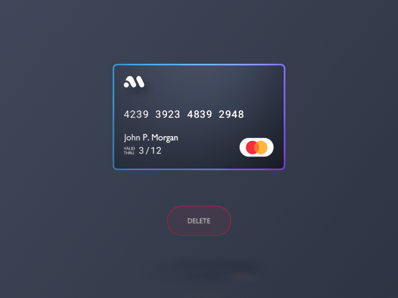 Card Deletion Concept app concept fintech keyboard layered send money transfer