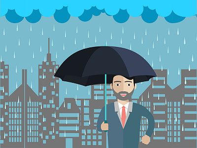 Man Under The Rain Design illustration illustrations interaction