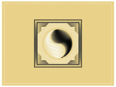 Yin Yang balance harmony lines linocut yin yang