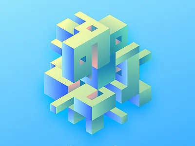 Isometric house colorize house geometric holographic isometric