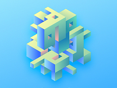 Isometric house colorize house geometric holographic isometric