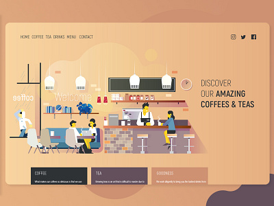 Coffee bar coffee illustrator interface tea ux vector website