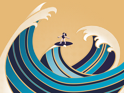 #36daysoftype - W is for Waves character design digital illustration illustration type