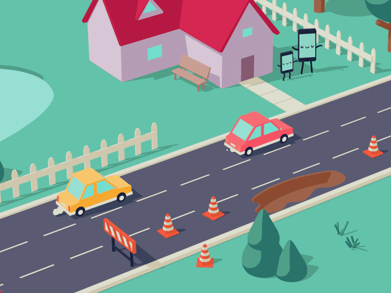 Avoid The Smartphones - Game c4d car cel shading cinema 4d drive game game design gif ios isometric motion design motion graphics