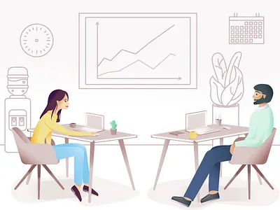 Office illustration office people work