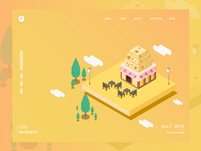 2.5D Illustrator Landing Page (Dessert Store) 2.5d illustrator landing page