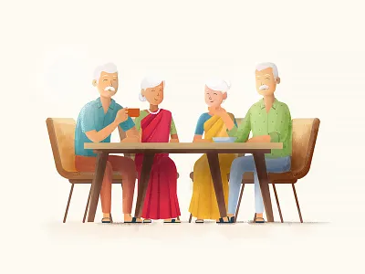 Her journey to planet Earth - 2 character design explainer family fun illustration meeting parents photoshop story texture