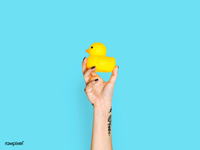 DUCK ! blue cute duck hand holding yellow