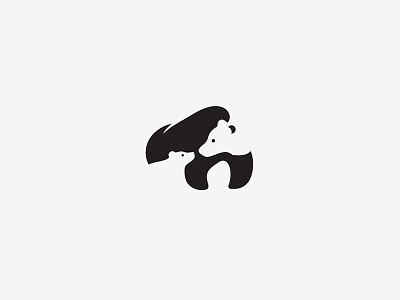 Bears animals bear family logo mountain negative space one color