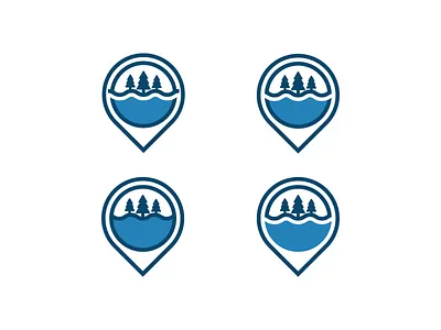 Elim2 bold camp lake location location pin logo minimal outdoor pines simple