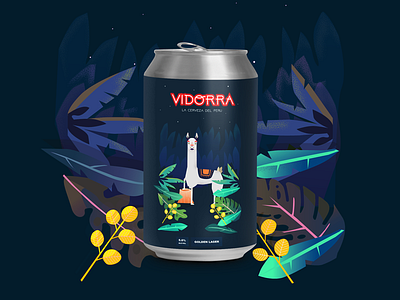 Beer project alkohol beer can craft design illustration jungle lama package packaging peru vector
