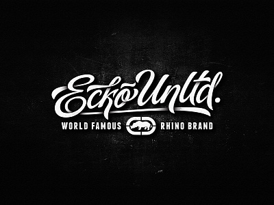 Rhino custom ecko hand drawn lettering logo logotype rhino team typography vintage