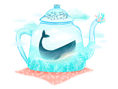 Whale art design digitalart digitalpainting illustration illustrator pot teapot whale