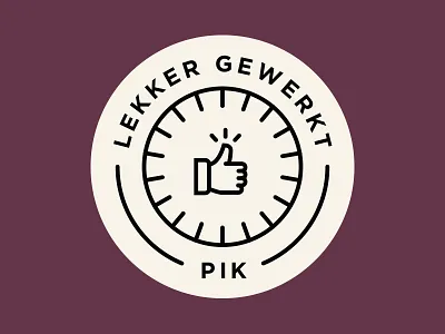 Lekker gewerkt, pik badge circular sticker thumbs up