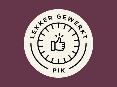 Lekker gewerkt, pik badge circular sticker thumbs up