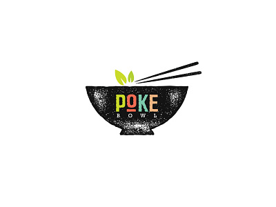 Poke Poke Bowl Hawaiian Cuisine Illustration fish food grunge hawaiian lettering poke rice rough stain