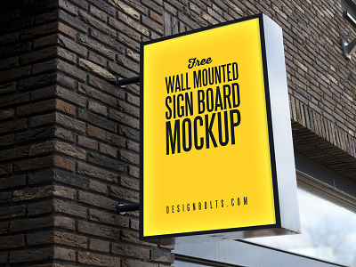 Free Outdoor Advertising Wall Mounted Sign Board Mockup PSD free mockup mockup mockup psd outdoor mockup psd shop sign mockup sign board mockup sign mockup wall mounted sign mockup