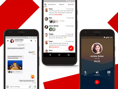 Callind Messenger Material Design Concept affinity android apps designer google material design messenger photoshop red ui ui design ux