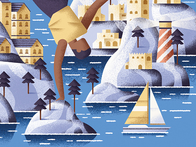 Detail from the sea boat dance dancer daniele simonelli dsgn house illustration island lighthouse sea
