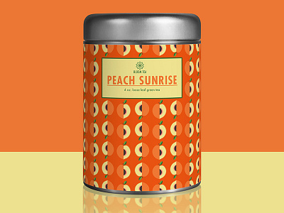 Bloom tea tin - Peach lemon vector illustration packaging design pattern design surface design