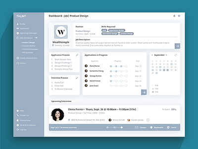 Employer Dashboard - HiFi Wireframe admin dashboard hr service job posting product design recruiter search talent search ui ux web web app