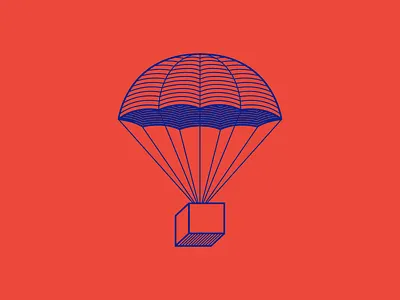 Supply Drop Inbound box crate drop hatch illustration lines parachute