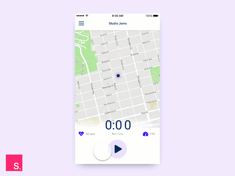 Studio Jams 2 animation app apple fitness invision ios made with studio motion run running ui ux