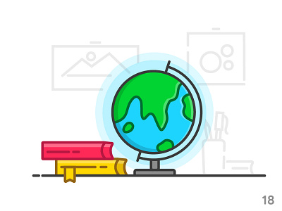 Globe (illustration series 18) book flat globe icon icon set map outline pen study ui ui illustration vector