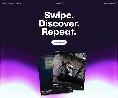 Discz Hero Redesign app creative culture figma hip homepage mobile app modern music pop culture stylish trendy uiux web design website design