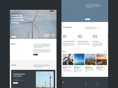 Turbine Horizons Website clean corporate grid main page minimal nature solar energy sustainability turbine typography web design wind