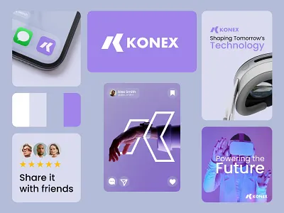 KONEX Branding & Logo Design brand mark branding design geometric graphic design k branding k logo design latter k branding latter k logo latter mark logo logo design logo designer logo for sale logo mark minimal logo tech branding