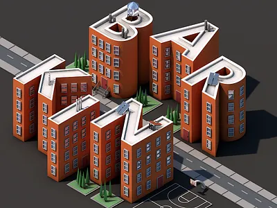 Condominiums (WIP) basketball building c4d capital city court letters