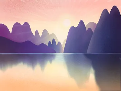 Scenery With Mountains And Rivers illustration