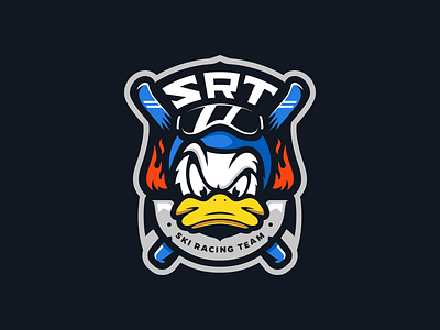 Ski racing team animals duck emblem esport logotype mascot racing ski sports team