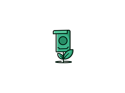 Money Tree green icon leaves lineart logo modern money sapling simple tree