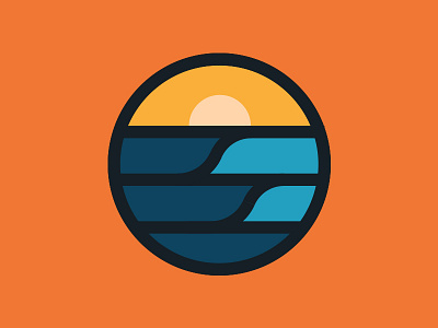 Waves badge circle point break simple sunset surf surfing waves