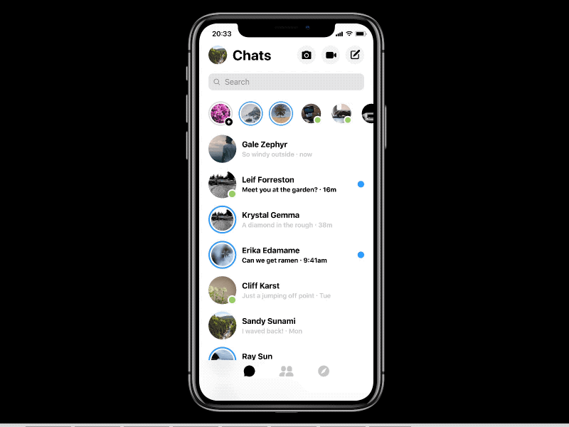 Facebook Messenger 2018 dark dark mode facebook facebook messenger framer framer100 framerjs ios iphone x iphonex messenger prototype