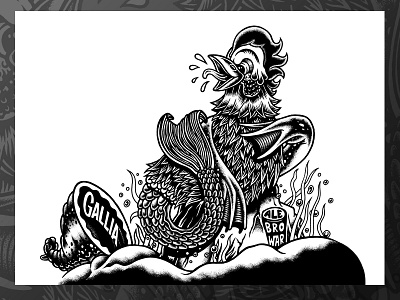 Hazy Rooster beer beerlabel blackandwhite brewery chop cumformers drawing illustration label lukeb markers rooster