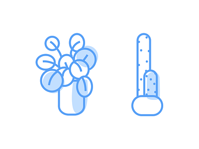 Pancake plant + cactus blue flower illustration plants