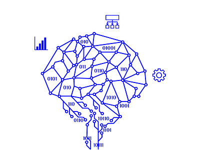 ILLUSTRATION binary code brain illustration printed circuit board