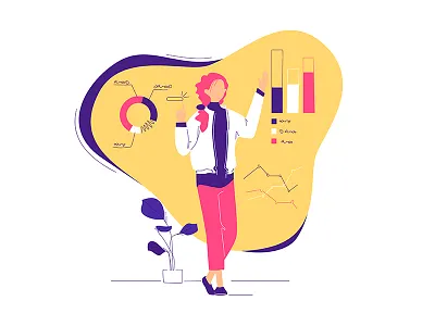 Statistic girl analysis brainstorming characters colorful creativity people svov