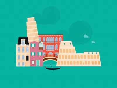 Italy - Places in the world buildings colourful design illustration italy places texture vector