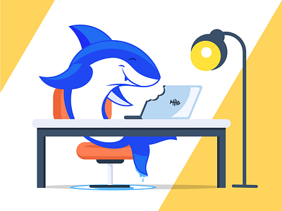 lookout! shark in the office! character digital painting drawing illustration illustrator office shark vector worker