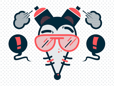 Oh, it's a mouse... cans clean design graffiti halftone illustration logo mouse sunglass vector