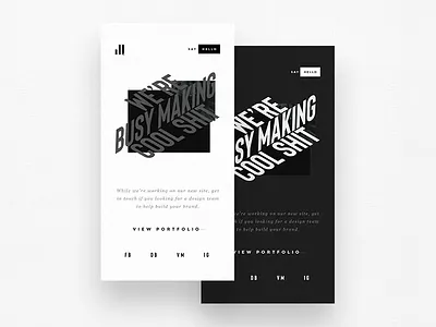 Shot #4685695 black and white type holding page landing page desktop mobile perspective product design ui ux website