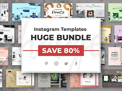 Instagram Templates HUGE BUNDLE banner bundle collection facebook fashion huge instagram media pack social templates travel